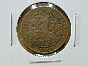 1883 Netherlands 1 Cent - XF - Coin KM # 107.1 Bronze William III Wilhelmina 1C - Picture 1 of 2