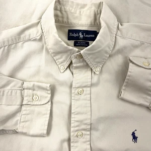 Ralph Lauren Shirt Men Large Light  Khaki Tan Button Up Twill Blaire Work Wear - Picture 1 of 12
