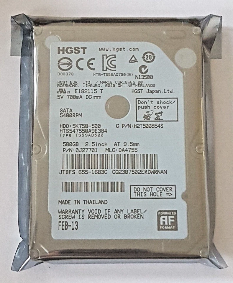 500 GB SATA HGST HTS547550A9E384 5400rpm 8MB HDD 2,5 " Internal Hard Drive New - Image 1 of 1