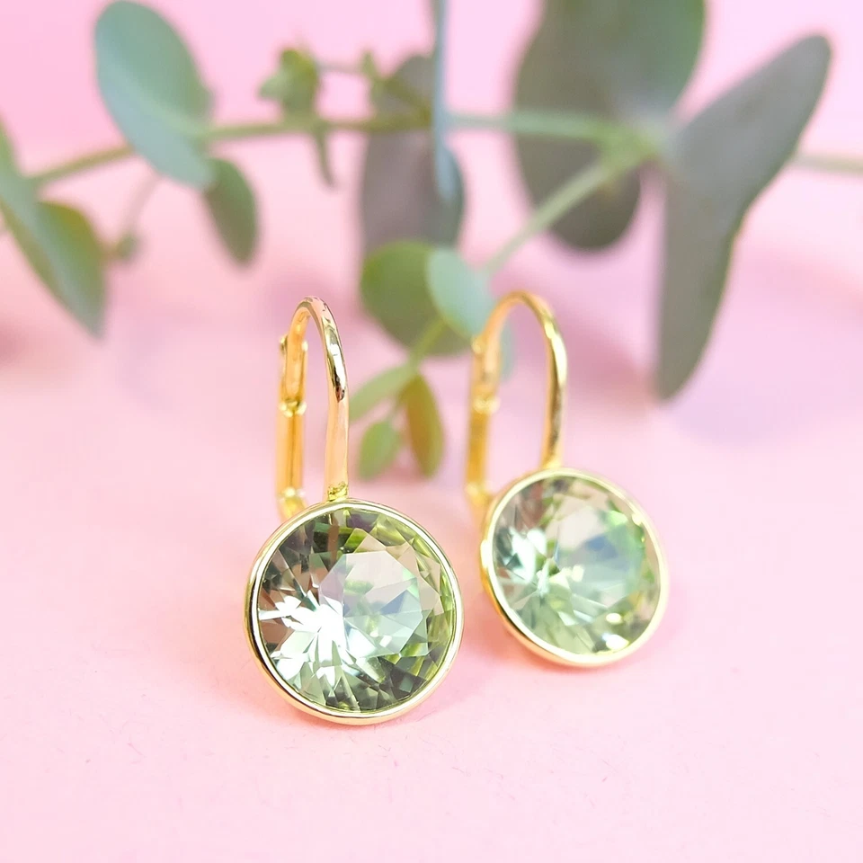 NOBEL SCHMUCK Ohrringe Gold Marken Kristallen Hellgrün 925 Sterling Silber - ... - Bild 1 von 4