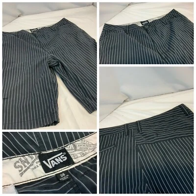 Vans Skateboards Shorts Sz 36 Men Navy Blue Stripe Cotton Flat India YGI H1-565 - Image 1 of 4