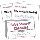 CHARADES - Baby Shower Party Game - Boy Blue, Girl Pink, Teddy Rainbow Unisex