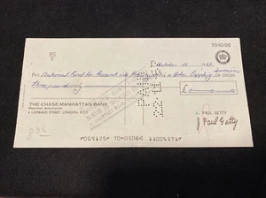 J Paul Getty 1967 cheque cancelado *caridad* - Imagen 1 de 3