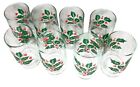 Lot/8 Holly & Berries Tumbler Glasses Indiana Glass 5 3/4"