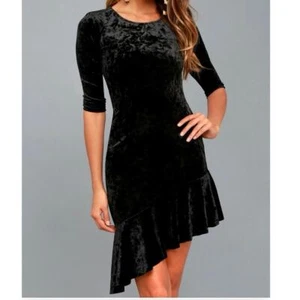 Lulus Gonna Be Alright Black Velvet Bodycon Midi Dress XS - Picture 1 of 8