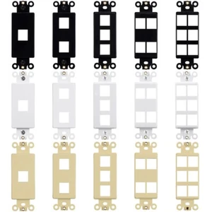 Keystone Decora Wall Plate Insert 1 2 3 4 6 Port Hole Cat6 5e Black White Ivory - Picture 1 of 4