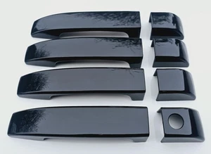 Gloss black 4 door handles for Range Rover Vogue L322 2002-2012 key entry 8 pcs - Picture 1 of 7