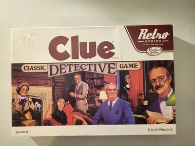 Clue Board Game Retro Series 1986 Edition Classic Detective Family Hasbro Comple - Image 1 of 4