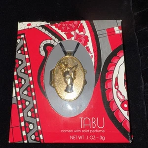 Vintage Dana Tabu gefüllt massiv Parfüm Kamee Medaillon offene Box - Bild 1 von 12