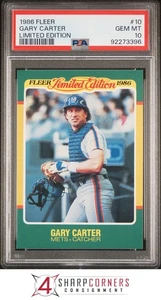 1986 FLEER LIMITED EDITION #10 GARY CARTER METS HOF POP 8 PSA 10 - Picture 1 of 3