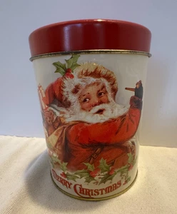 Vintage Santa Claus Small Round Tin 5.5" tall - Picture 1 of 8