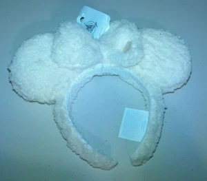 Disney Parks White Heart Sherpa Plush Minnie Ears Headband "NWT" - Picture 1 of 2