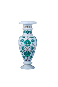 12" Decorative Marble Semi Inlay Flower Vase With Malachite - Picture 1 of 1