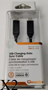 Qmadix USB-C 3.1 Charging Data Sync Cable Black 3.3 ft 10 Gbps Set of 2 - Picture 1 of 6