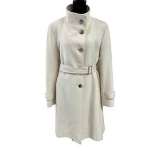 Dominic Bellissimo Cream Angora Lambswool Gold Button High Neck Coat 12 - Picture 1 of 8