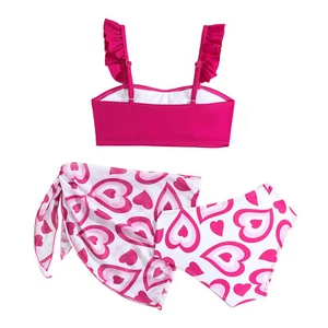 Kids Girls Bikini Swimming Vest And Skirt Cute Swimsuit Summer Heart Print Home - Picture 1 of 20