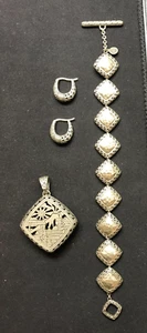 Vintage John Hardy 925 sterling silver set - Earrings, pendant & bracelet - Imagen 1 de 9