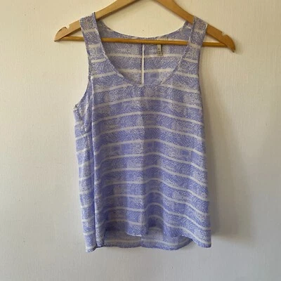 Joie Silk Tank Top Womens Size XS Blue Print Open Back Split Back Sleeveless - Image 1 of 4