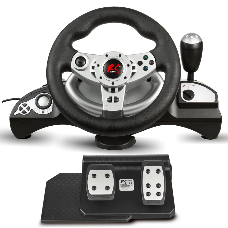 NanoRS RS700 8-in-1 steering racing wheel pedals gear lever for PS4 Xbox PC