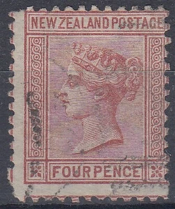 NEW ZEALAND 1878 QV FSF 4d. MAROON 12x11½ USED (ID:061/D65221) - Picture 1 of 1