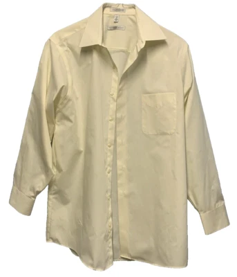 Camisa masculina Geoffrey Beene manga longa com botões marfim fresco e seco L 16 32-33 - Imagem 1 de 4