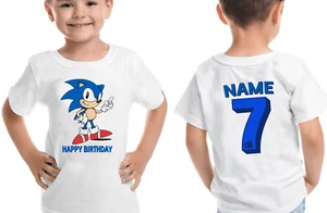T-SHIRT Compleanno Sonic Il Riccio "Personalizzata" Bambini Ragazzi Ragazze Festa Top - Foto 1 di 3