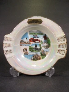 Old Orchard Beach Maine Souvenir Ceramic Ashtray Lobster Acadia Lighthouse - Picture 1 of 7