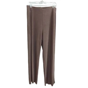 Dana Buchman Travel Anywhere Pants Womens L Brown Slinky Elastic Waist - Picture 1 of 7