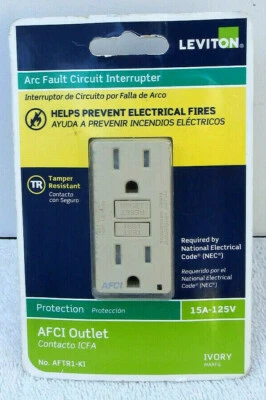 Leviton AFTR1-KI 15A Tamper Resistant AFCI Receptacle Outlet New - Image 1 of 2