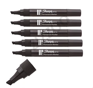 Sharpie W10 Chisel Tip Marker Permanent Pen Black Various Quantities - Picture 1 of 13