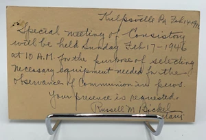 Vtg c1946 Communion Notification Church  Postcard - Picture 1 of 2