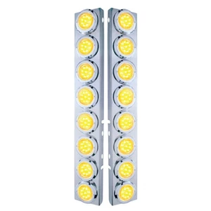 Peterbilt Front Air Cleaner Kit 16 Flat Amber LED Lights & Bezels - Clear Lens - Imagen 1 de 7