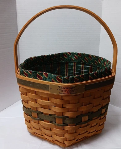 Longaberger Christmas Collection 1997 Edition Snowflake Basket Liner & Protector Cover