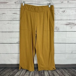 J Jill Pants Women Small Petite Mustard High Rise Purejill Pull on Wide Leg Crop - Picture 1 of 14
