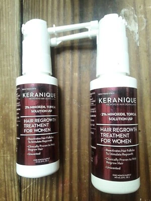 2 KERANIQUE Minoxidil Solución Tópica 2% Mujeres Suero Regeneración del Cabello Reactiva  Foto 1 de 4