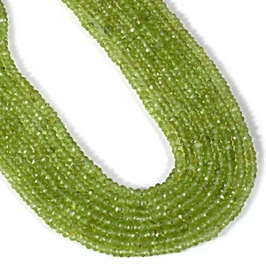 Piedra preciosa de peridoto natural de hebra de 20 cm 4 mm rondella facetada cuentas sueltas joyería - Imagen 1 de 4