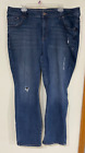 Lane Bryant Blue Jeans Size 22 Ave Genius Fit 42"x30" Straight Spot Distress EUC