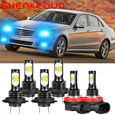 For Mercedes-Benz E350 E320 E550-6x ICE BLUE LED Headlight + Fog Light Bulbs Kit - Image 1 of 4