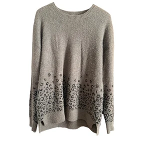 ALLSAINTS | Tredan Wolle/Baumwolle/Alpaka Mischung Oversize Grau Leopard Pullover Large - Bild 1 von 5
