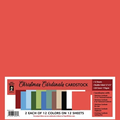 Рождественские кардиналы однотонная открытка 12 двусторонние листы цветные многоцветные - Изображение 1 из 2