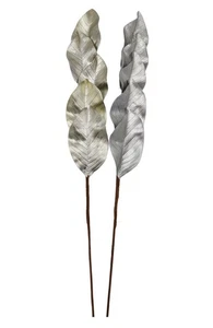 Künstlicher Zweig Rosenblatt silber 76x20cm Weihnachtsdeko festlich glänzend - Bild 1 von 1