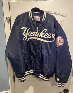 Vintage 90s New York Yankees Navy Blue Bomber Starter Jacket Size XL - Bild 1 von 12