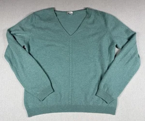APT 9 Sweater Women’s Large Blue 100% Cashmere Blue Long Sleeves Pullover V Neck - Picture 1 of 9