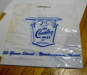 Vintage 1980er WEBS Garnladen KUNSTSTOFF EINKAUFSTASCHE Amherst MA jetzt Northampton - Bild 1 von 2