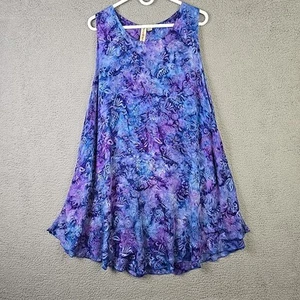 Hula Hula Vintage Hawaii Damen blau/lila Blumen tropisch ärmelloses Kleid Größe OS - Bild 1 von 14