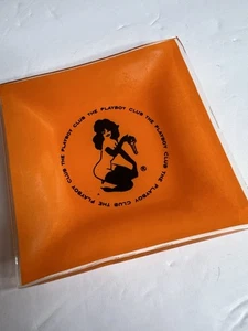 Vintage 1960's The Playboy Club Playboy Bunny Key Orange Glass Ashtray - Picture 1 of 9