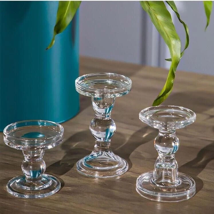 Glass Pillar & Dinner Candle Holders Small Medium Large Wedding Table & Decor - Image 1 of 4