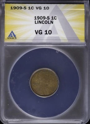 1909 S 1C Lincoln Wheat Cent ANACS VG 10 Very Good - Image 1 of 4