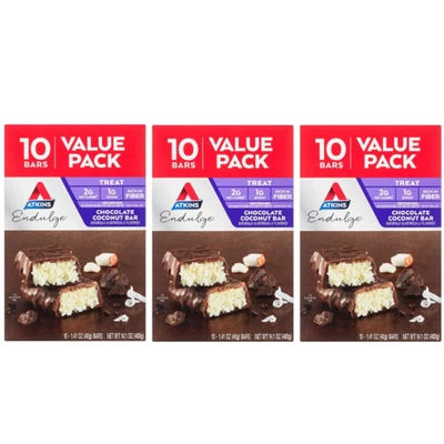 Atkins Endulge Bar Chocolate Coconut 10 Bars Each (Pack of 3 Box) - Image 1 of 4