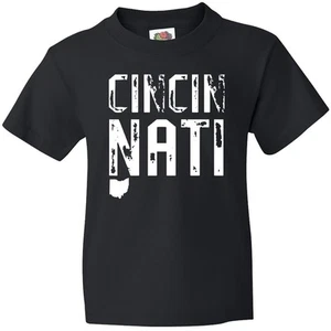 Inktastic Cincinnati, Ohio Distressed Font Youth T-Shirt State Home Southern Jc - Picture 1 of 7